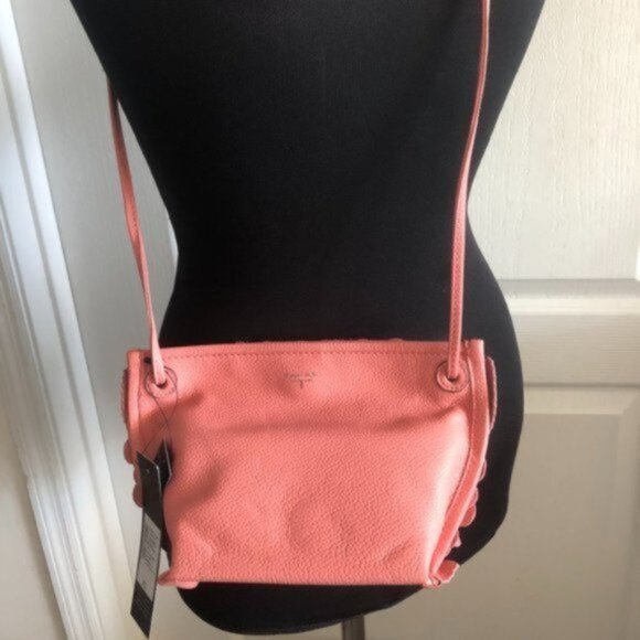 T Tahari 3D Greta Leather Flowers Appliques Pink Crossbody Handbag - Picture 7 of 16